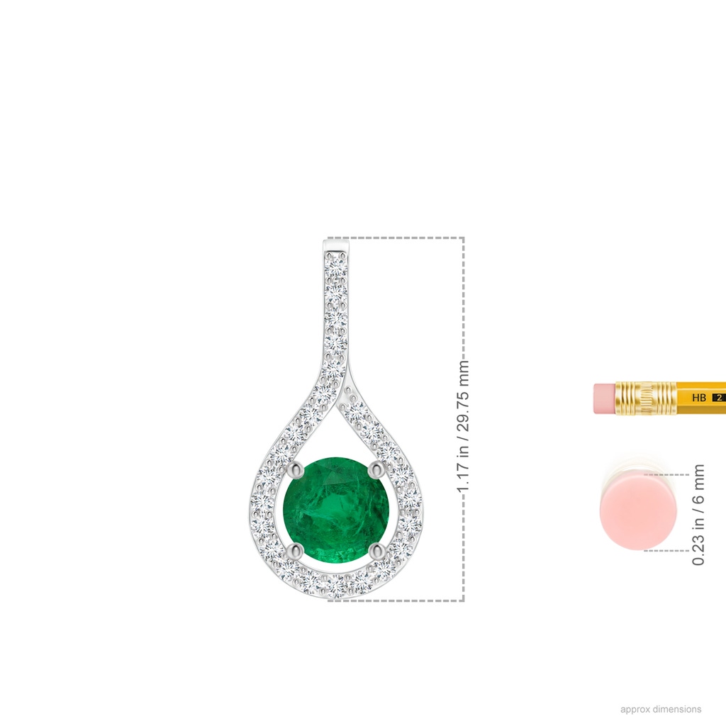 8.15x8.08x5.28mm AAA Floating GIA Certified Emerald Drop Pendant with Diamonds in White Gold ruler