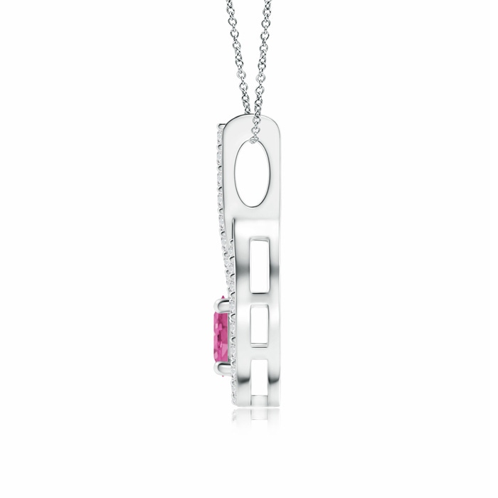 5mm AAA Floating Pink Sapphire Drop Pendant with Diamond Accents in White Gold Product Image