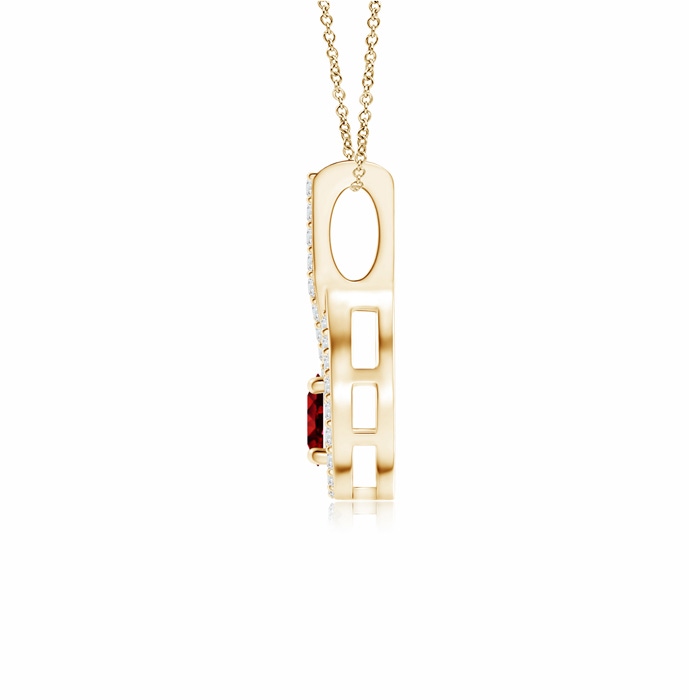 4mm Lab-Grown Floating Ruby Drop Pendant with Diamond Accents in Yellow Gold product image