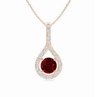 5mm AAAA Floating Ruby Drop Pendant with Diamond Accents in Rose Gold