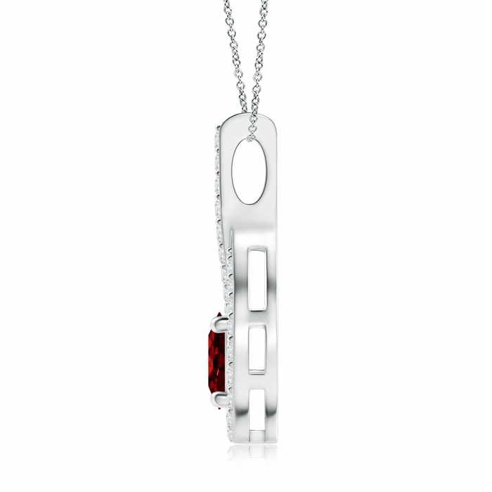 6mm Lab-Grown Floating Ruby Drop Pendant with Diamond Accents in P950 Platinum product image