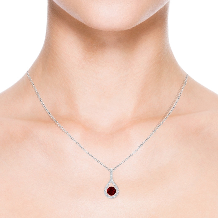 6mm Lab-Grown Floating Ruby Drop Pendant with Diamond Accents in P950 Platinum product image