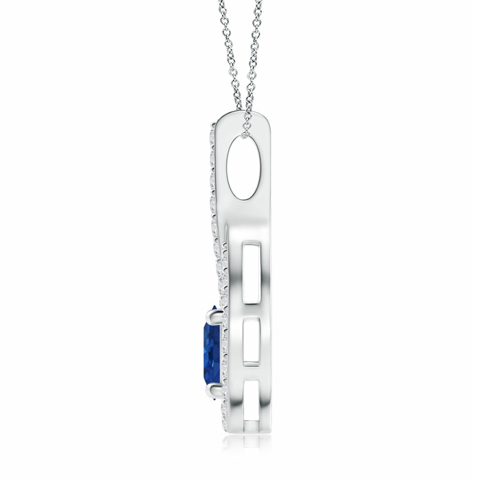 6mm AAA Floating Blue Sapphire Drop Pendant with Diamond Accents in P950 Platinum product image