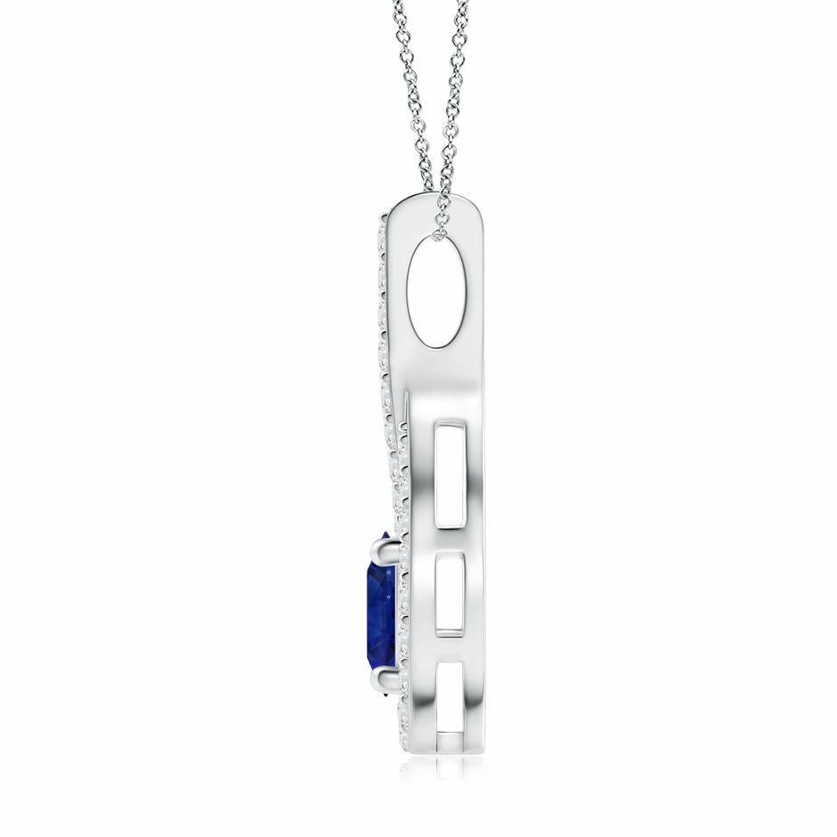7.87x7.87x4.57mm AAAA GIA Certified Floating Blue Sapphire Round Pendant with Diamonds in White Gold side 199