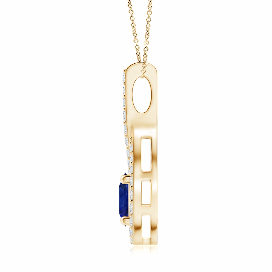 7.87x7.87x4.57mm AAAA GIA Certified Floating Blue Sapphire Round Pendant with Diamonds in Yellow Gold side 199