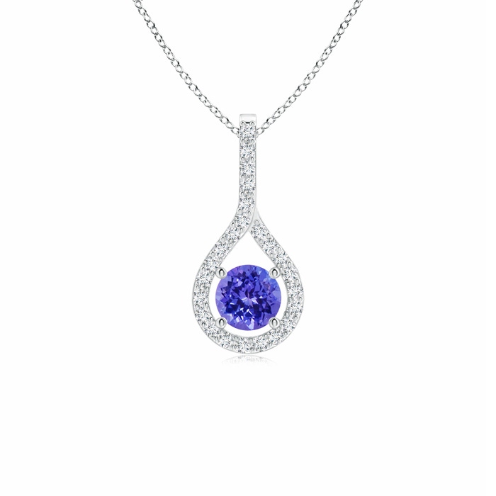 4mm AAAA Floating Tanzanite Drop Pendant with Diamond Accents in P950 Platinum