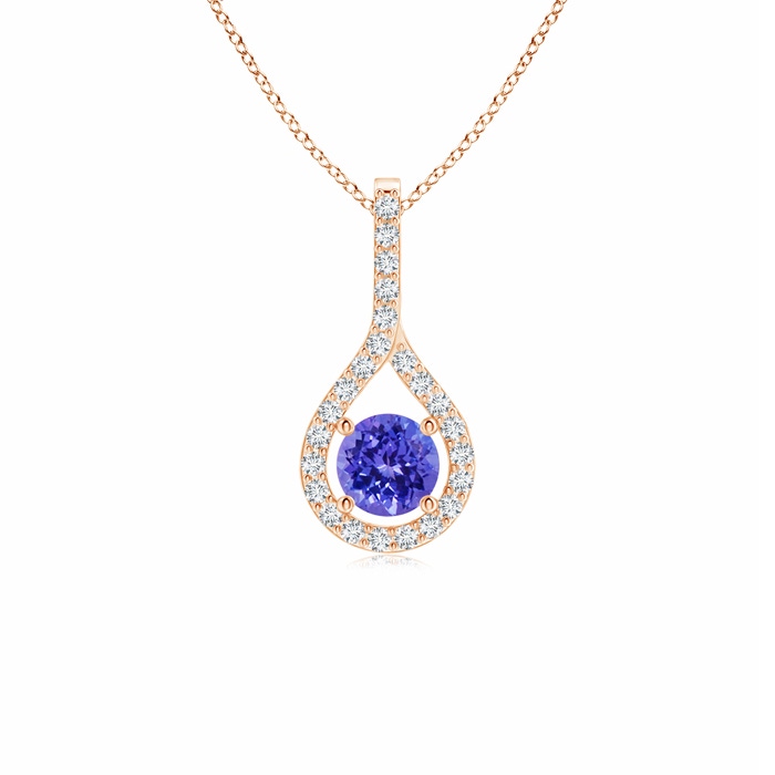 4mm AAAA Floating Tanzanite Drop Pendant with Diamond Accents in Rose Gold