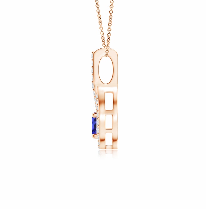 4mm AAAA Floating Tanzanite Drop Pendant with Diamond Accents in Rose Gold Product Image