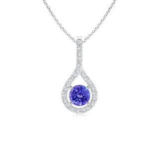 4mm AAAA Floating Tanzanite Drop Pendant with Diamond Accents in White Gold