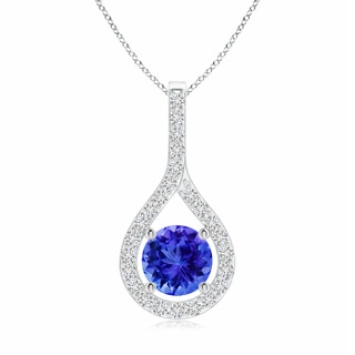6mm AAA Floating Tanzanite Drop Pendant with Diamond Accents in White Gold