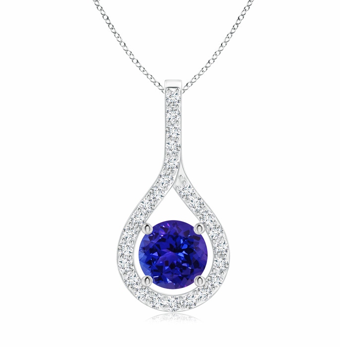 6mm AAAA Floating Tanzanite Drop Pendant with Diamond Accents in White Gold