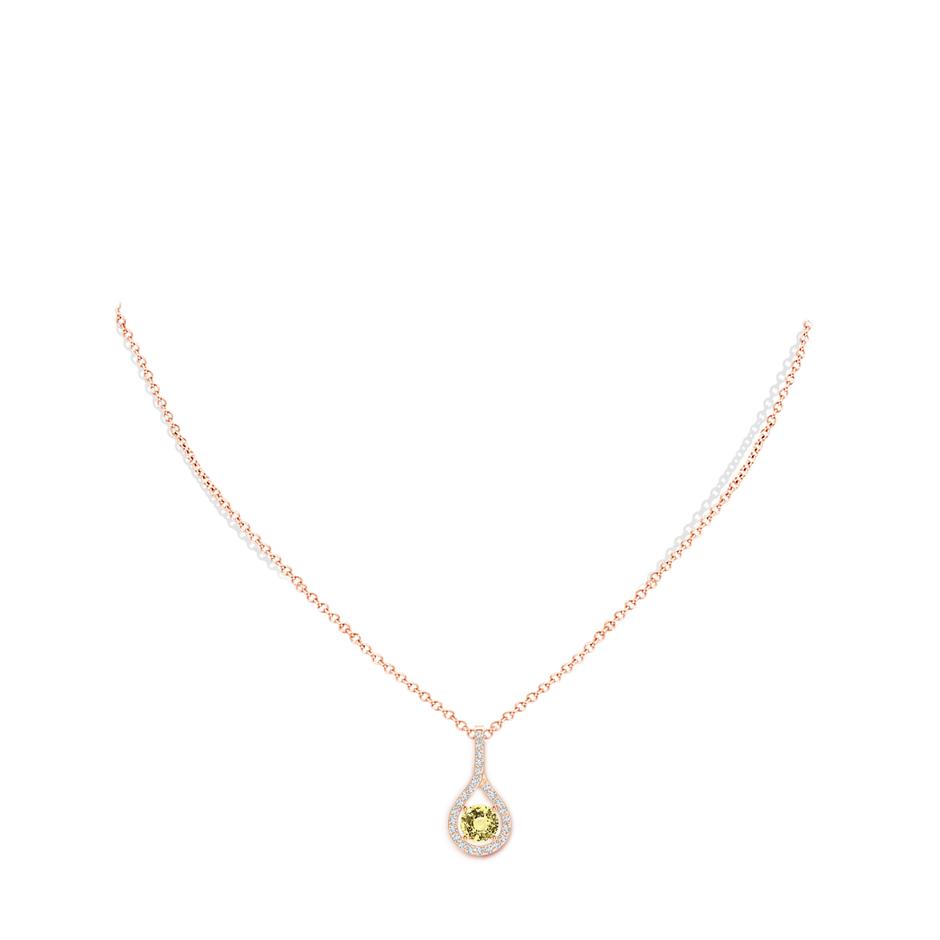 8.65-8.76x5.51mm AAA Floating GIA Certified Yellow Sapphire Drop Pendant with Diamonds in Rose Gold pen