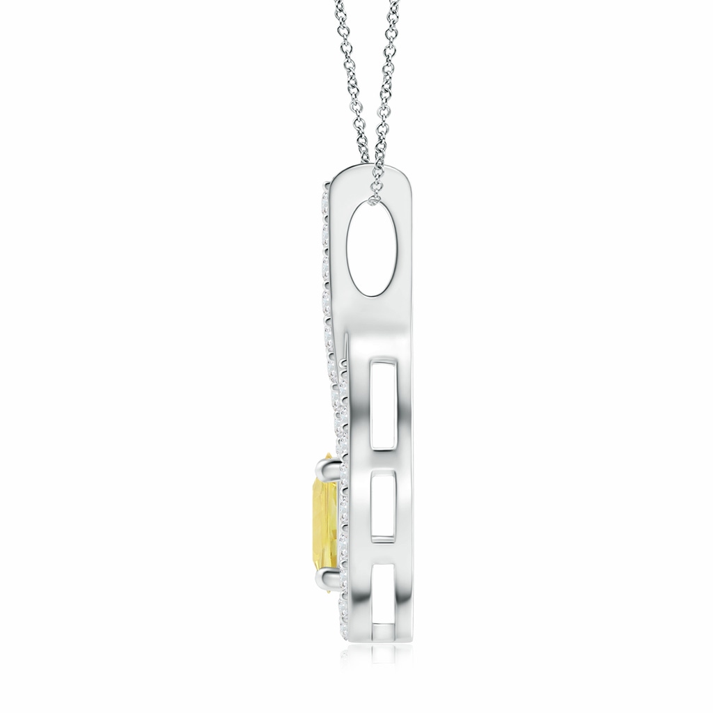 8.65-8.76x5.51mm AAA Floating GIA Certified Yellow Sapphire Drop Pendant with Diamonds in White Gold Side 199