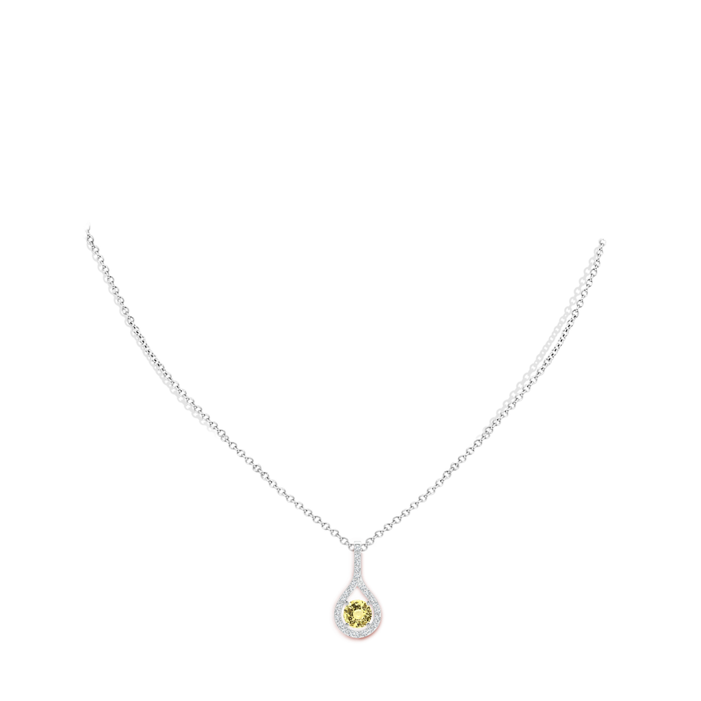 8.65-8.76x5.51mm AAA Floating GIA Certified Yellow Sapphire Drop Pendant with Diamonds in White Gold pen