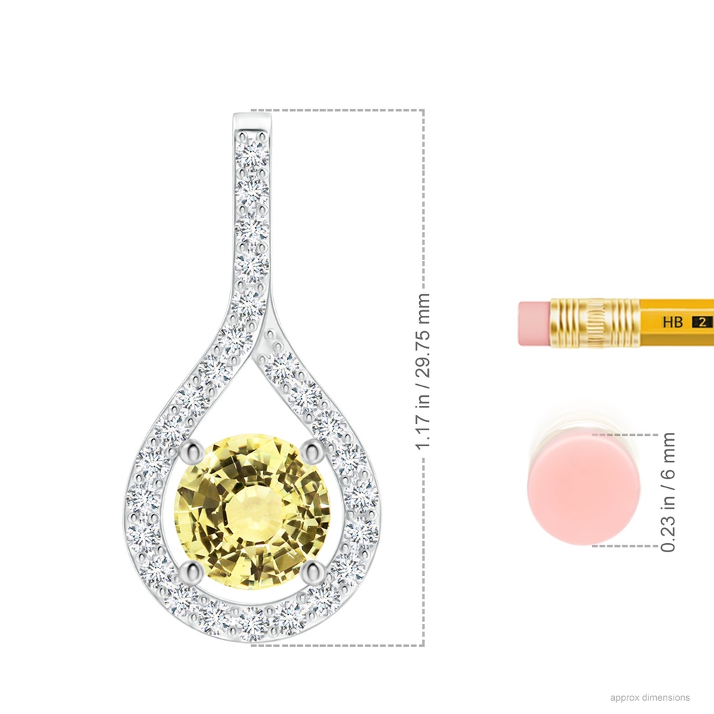 8.65-8.76x5.51mm AAA Floating GIA Certified Yellow Sapphire Drop Pendant with Diamonds in White Gold ruler