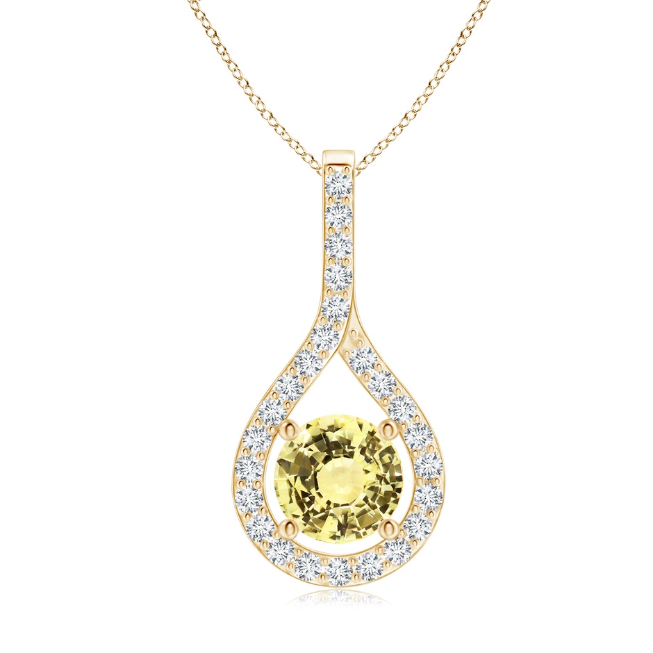 8.65-8.76x5.51mm AAA Floating GIA Certified Yellow Sapphire Drop Pendant with Diamonds in Yellow Gold 