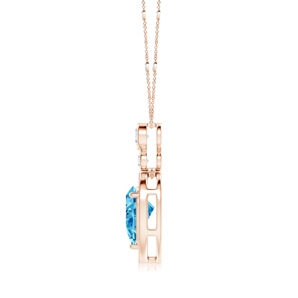 11x7mm AAAA Inverted Pear Fancy Intense Blue Diamond Necklace in Rose Gold - side 199