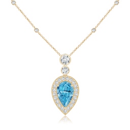 Halo Yellow Gold Blue Diamond Necklaces & Pendants