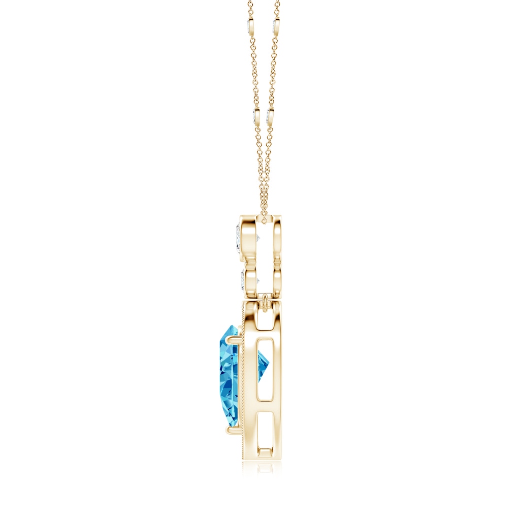 11x7mm AAAA Inverted Pear Fancy Intense Blue Diamond Necklace in Yellow Gold - side 199