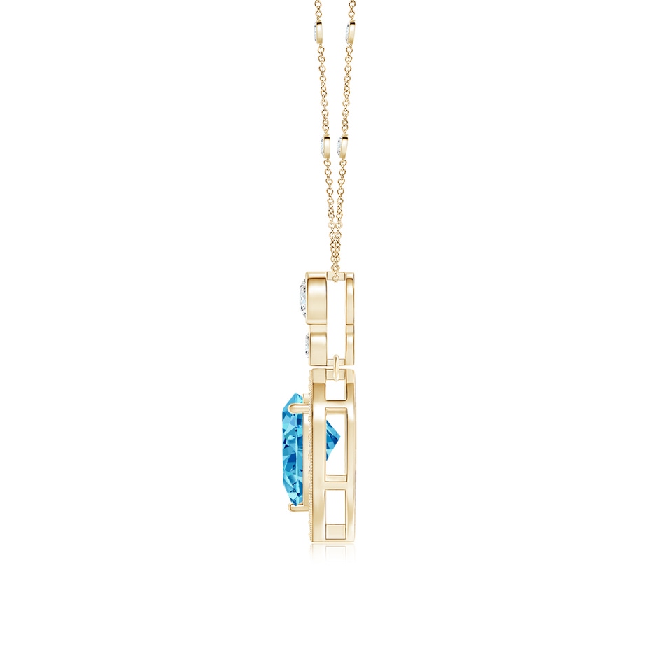 7x5mm AAAA Inverted Pear Fancy Intense Blue Diamond Necklace in Yellow Gold side 199