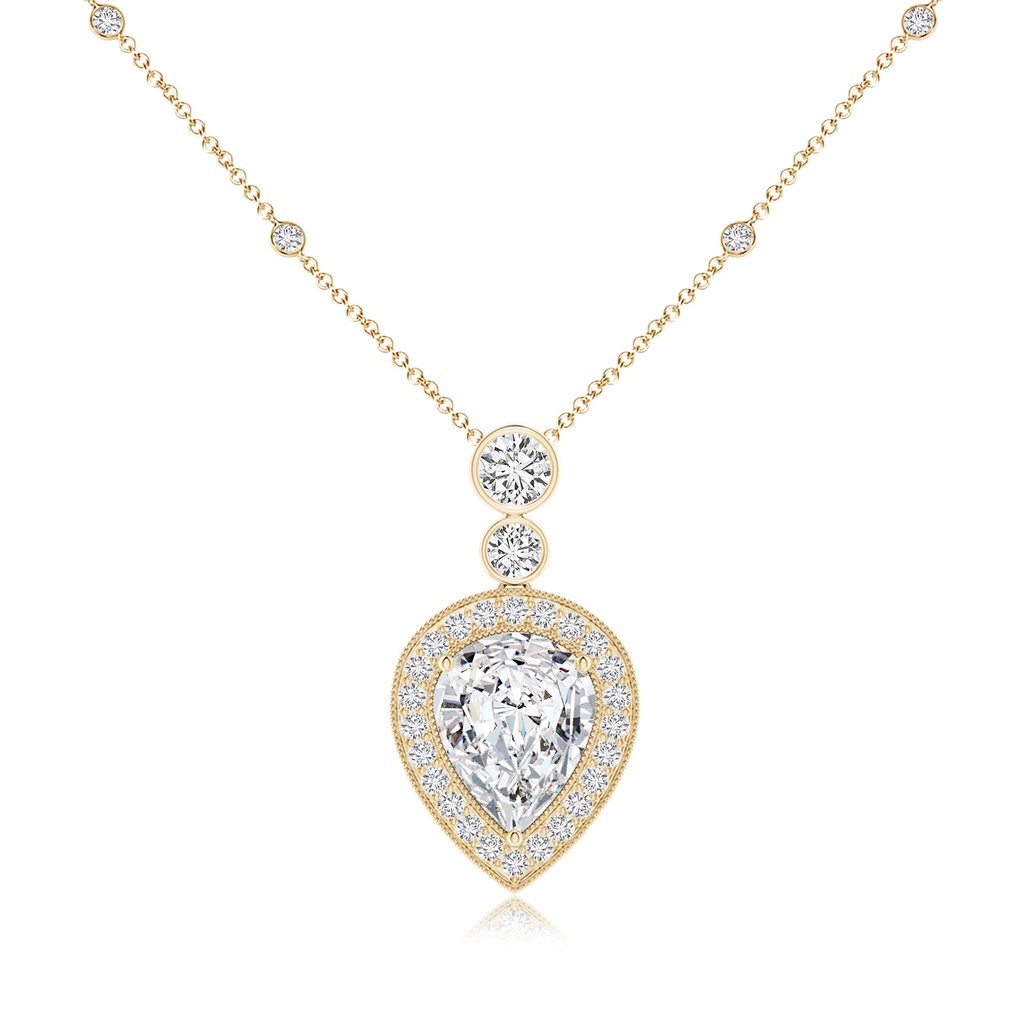 10x6.5mm HSI2 Inverted Pear Diamond Necklace in Yellow Gold