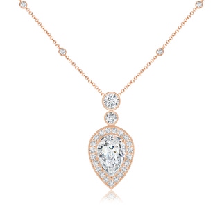 9x5.5mm GVS2 Inverted Pear Diamond Necklace in 18K Rose Gold