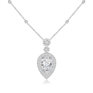 9x5.5mm HSI2 Inverted Pear Diamond Necklace in White Gold