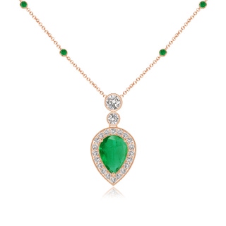 7x5mm AA Inverted Pear Emerald Necklace with Diamonds in Rose Gold