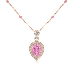 Pear Pink Sapphire Halo Necklaces & Pendants
