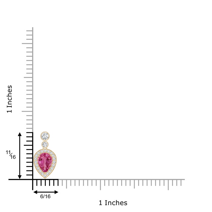 7x5mm AAAA Inverted Pear Pink Sapphire Necklace with Diamonds in Yellow Gold product image