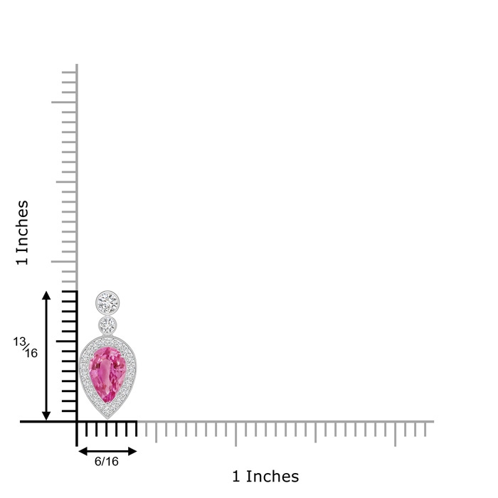 8x5mm AAA Inverted Pear Pink Sapphire Necklace with Diamonds in White Gold product image