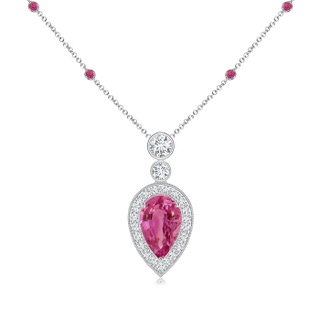 8x5mm AAAA Inverted Pear Pink Sapphire Necklace with Diamonds in P950 Platinum