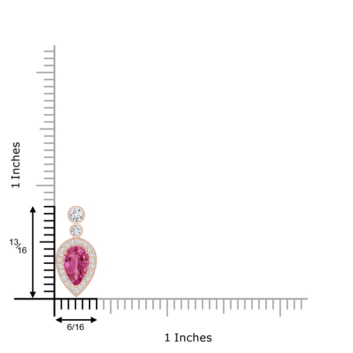 8x5mm AAAA Inverted Pear Pink Sapphire Necklace with Diamonds in Rose Gold product image
