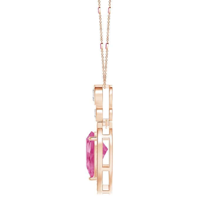 9x6mm AAA Inverted Pear Pink Sapphire Necklace with Diamonds in Rose Gold product image