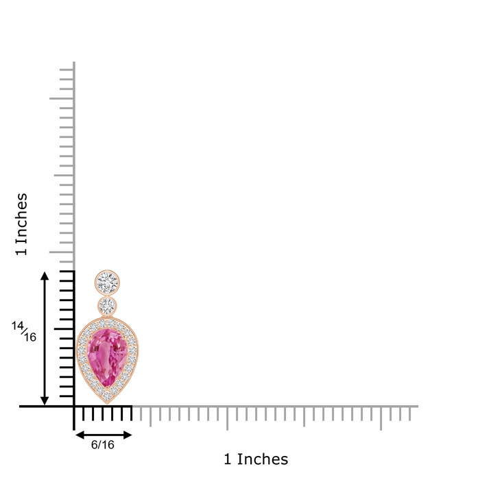 9x6mm AAA Inverted Pear Pink Sapphire Necklace with Diamonds in Rose Gold product image