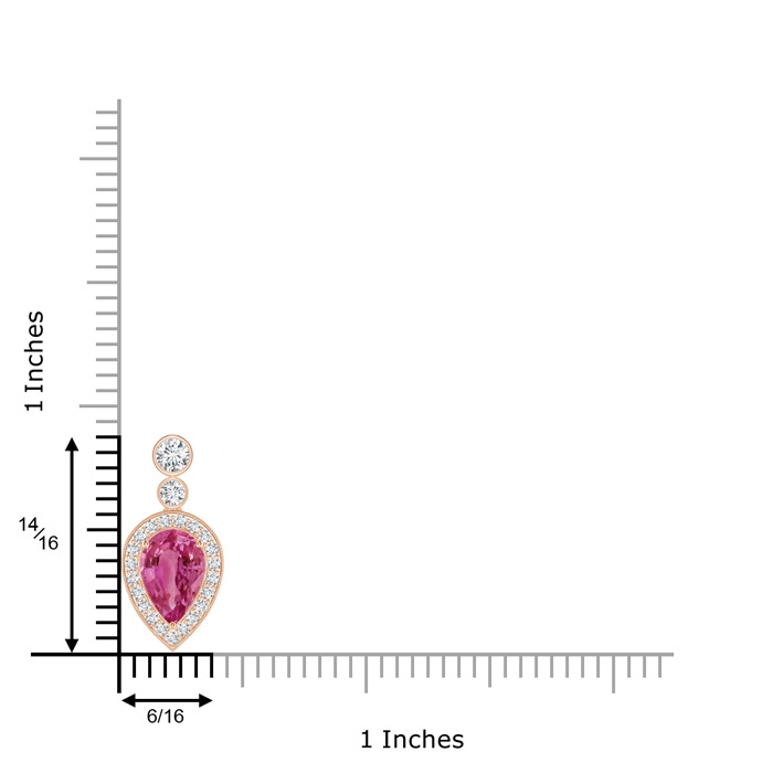 9x6mm AAAA Inverted Pear Pink Sapphire Necklace with Diamonds in Rose Gold product image