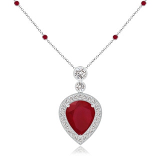 12x10mm AA Inverted Pear Ruby Necklace with Diamonds in P950 Platinum