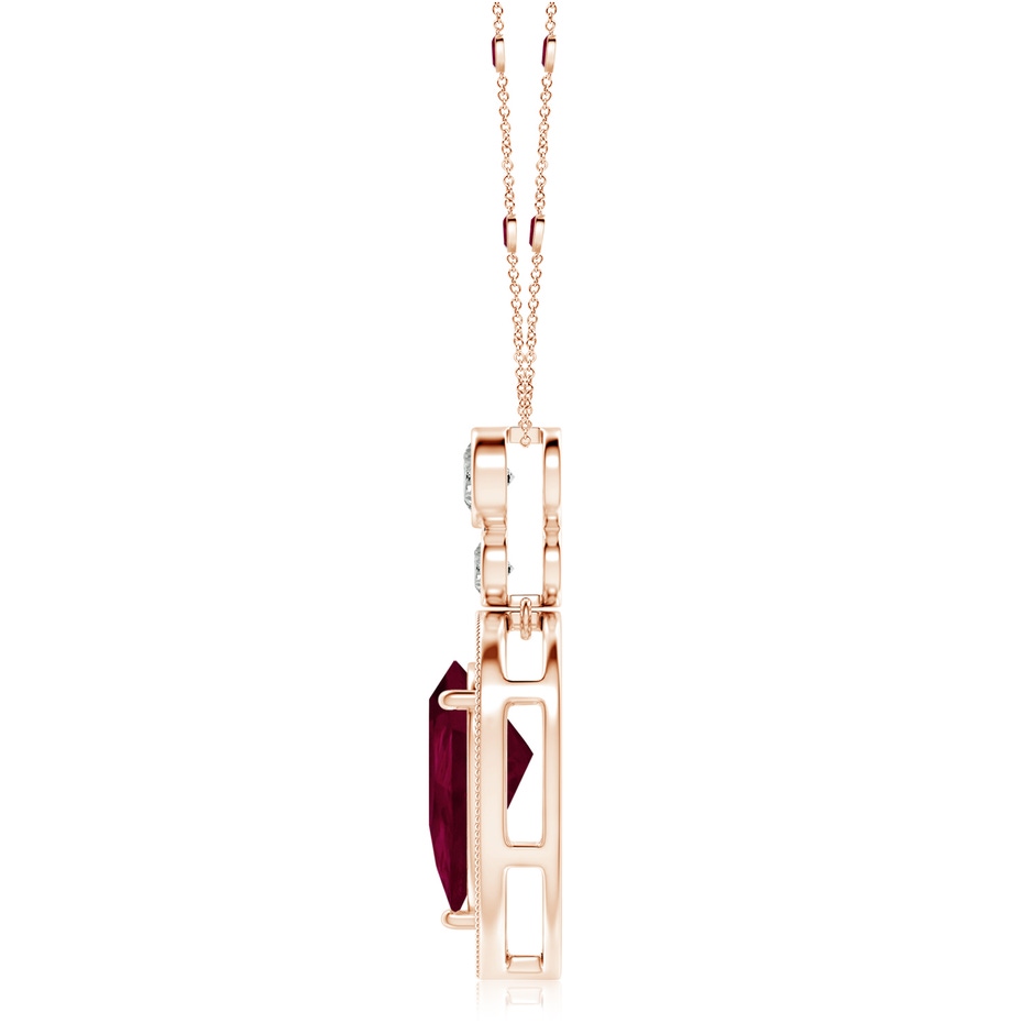 14x10mm A Inverted Pear Ruby Necklace with Diamonds in Rose Gold side 199