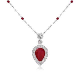 7x5mm AA Inverted Pear Ruby Necklace with Diamonds in P950 Platinum
