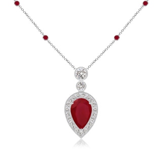 9x6mm AA Inverted Pear Ruby Necklace with Diamonds in P950 Platinum