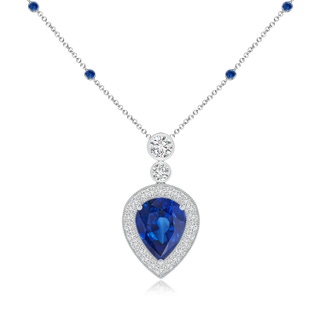 10x8mm AAA Inverted Pear Sapphire Necklace with Diamonds in P950 Platinum