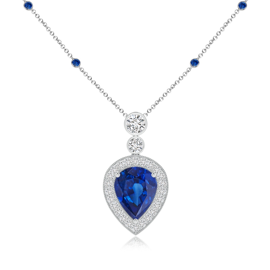 10x8mm AAA Inverted Pear Sapphire Necklace with Diamonds in P950 Platinum 