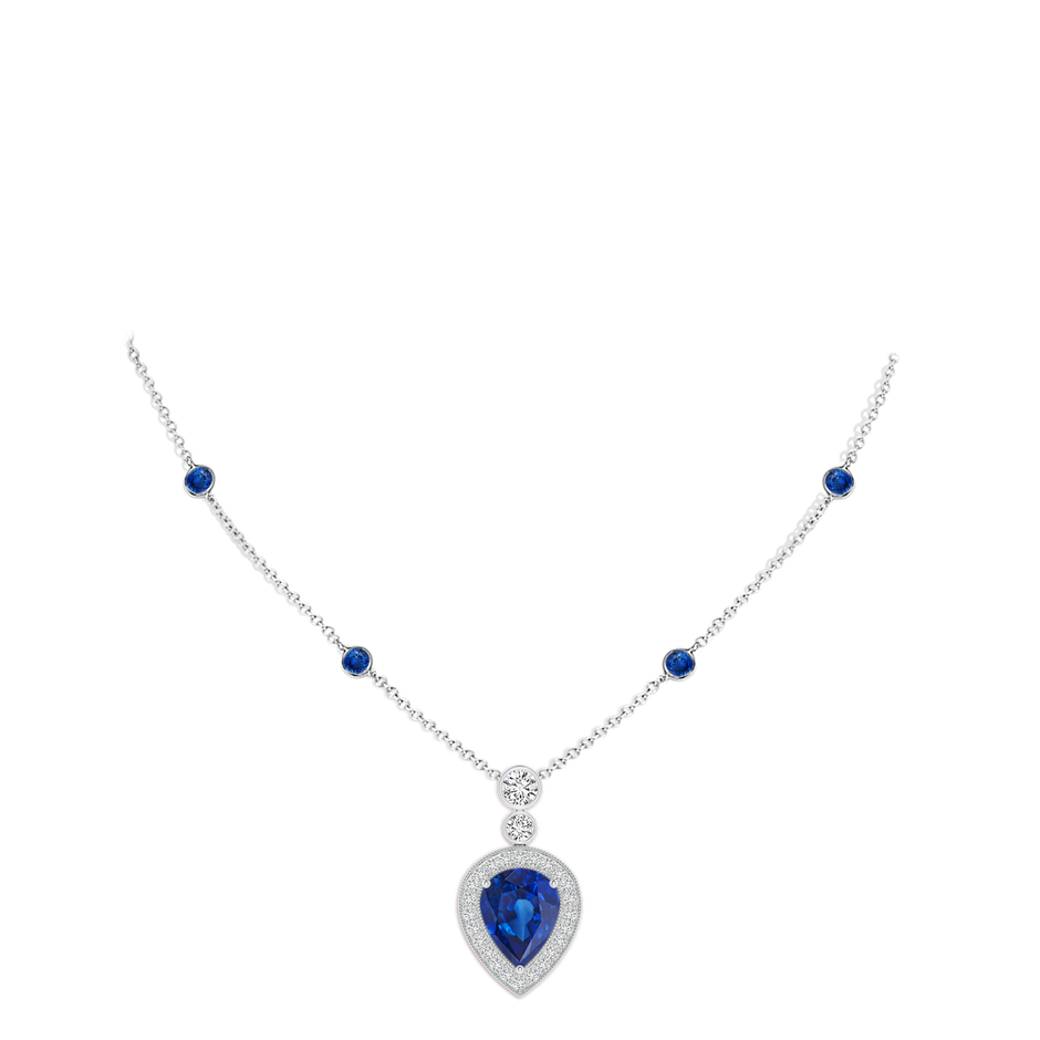 10x8mm AAA Inverted Pear Sapphire Necklace with Diamonds in P950 Platinum pen