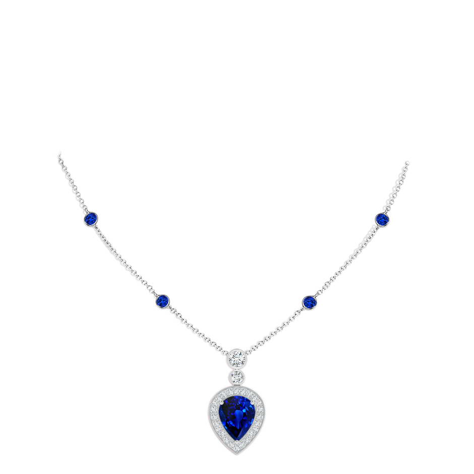 10x8mm AAAA Inverted Pear Sapphire Necklace with Diamonds in P950 Platinum pen