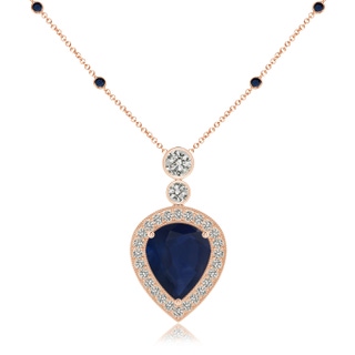 12x10mm A Inverted Pear Sapphire Necklace with Diamonds in 18K Rose Gold