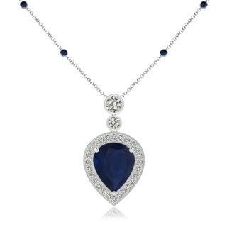 12x10mm A Inverted Pear Sapphire Necklace with Diamonds in P950 Platinum