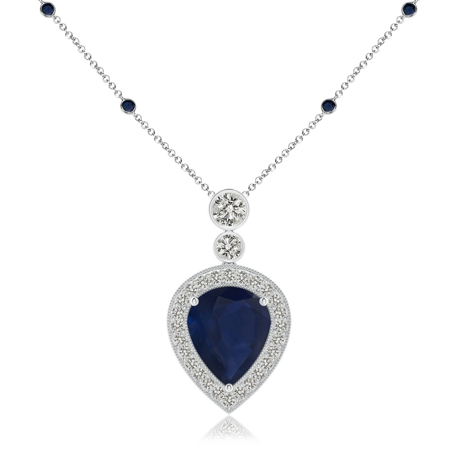 12x10mm A Inverted Pear Sapphire Necklace with Diamonds in P950 Platinum 