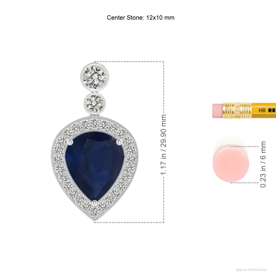 12x10mm A Inverted Pear Sapphire Necklace with Diamonds in P950 Platinum ruler