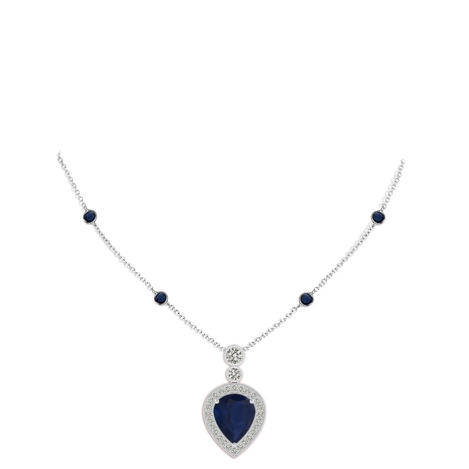 12x10mm A Inverted Pear Sapphire Necklace with Diamonds in P950 Platinum pen