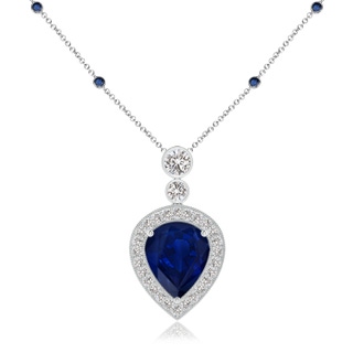 12x10mm AA Inverted Pear Sapphire Necklace with Diamonds in P950 Platinum